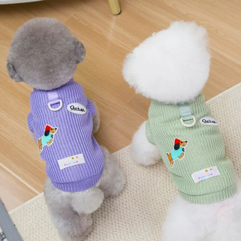 Dog Sweater For Small Medium Dogs Winter Warm Dog Clothes Print Pet Clothing Puppy Cat Sweaters Vest Chihuahua Yorkie Customes
