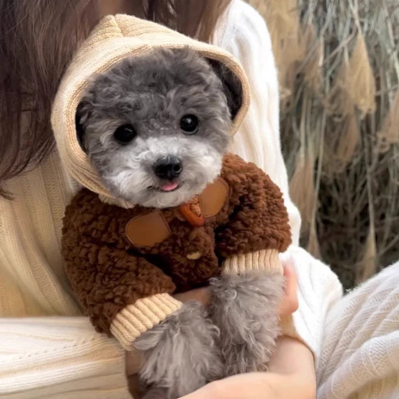 Pet Warm Coat Puppy Warm Clothes Cardigan Apparel Thick Dog Coat Soft Winter Dog Jacket French Bulldog Chihuahua Fleece Clothing