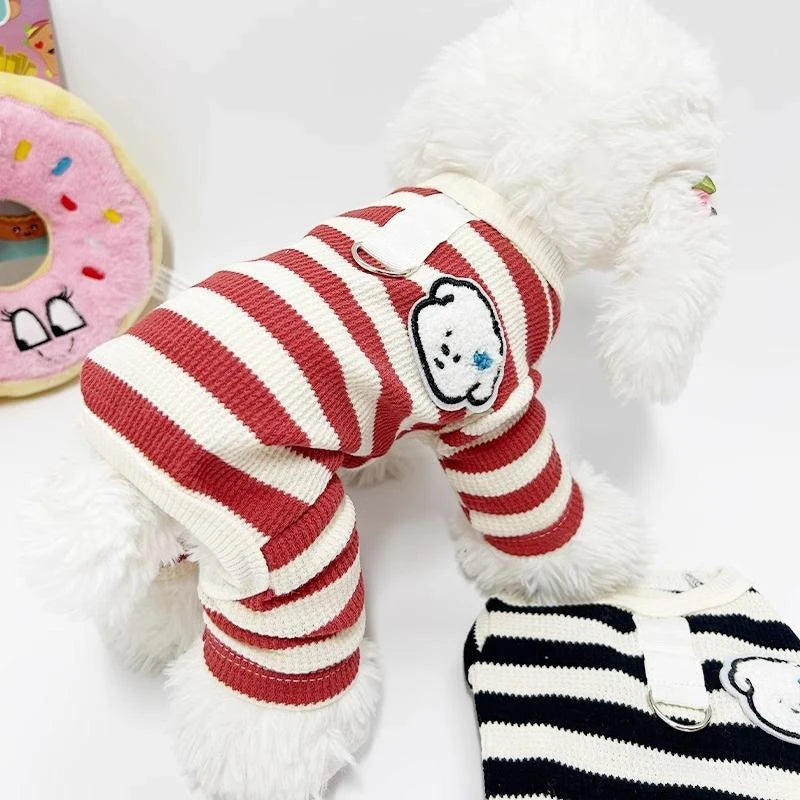 Striped Cotton Dog Jumpsuit