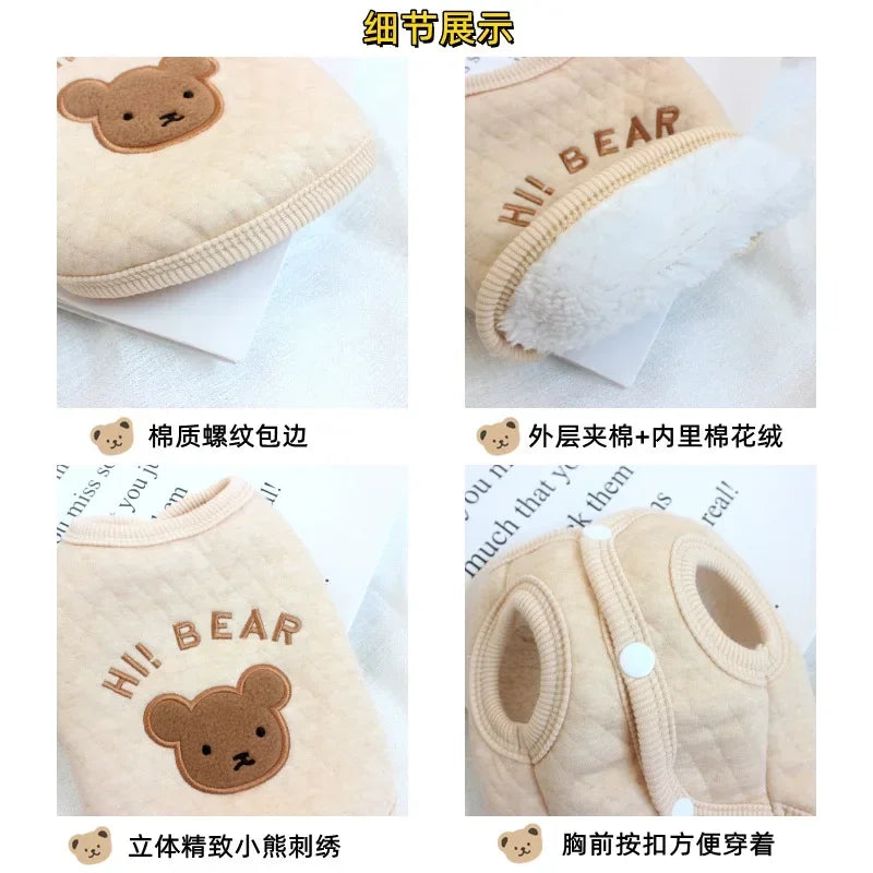 Ins Cotton Vest Suit Autumn and Winter Thickened Pet Teddy Dog Bears Pomeranian Cat Clothes Winter Small Dog
