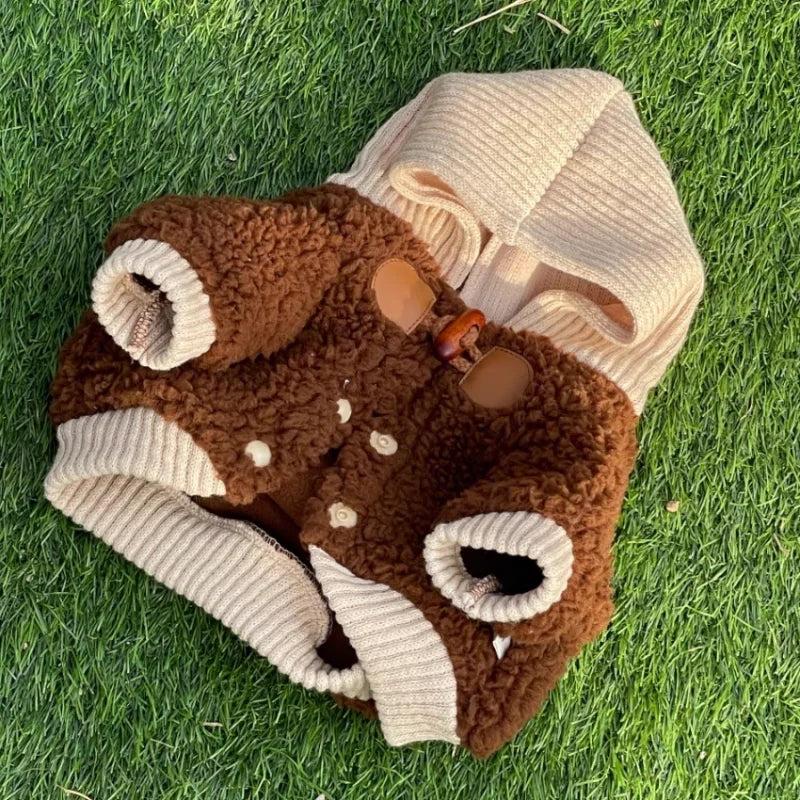 Pet Warm Coat Puppy Warm Clothes Cardigan Apparel Thick Dog Coat Soft Winter Dog Jacket French Bulldog Chihuahua Fleece Clothing