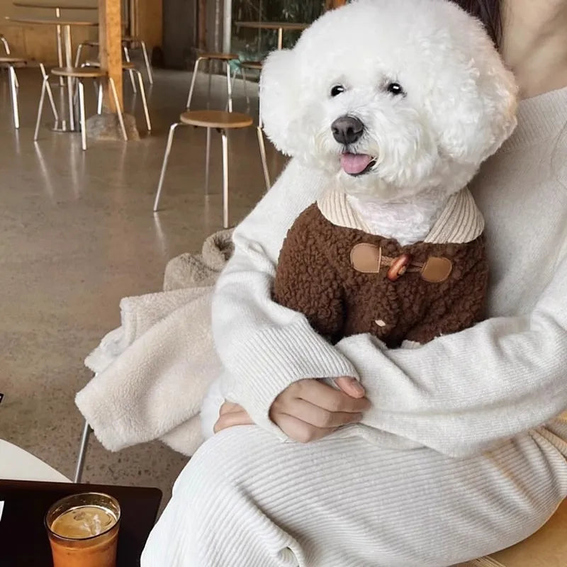 Pet Warm Coat Puppy Warm Clothes Cardigan Apparel Thick Dog Coat Soft Winter Dog Jacket French Bulldog Chihuahua Fleece Clothing