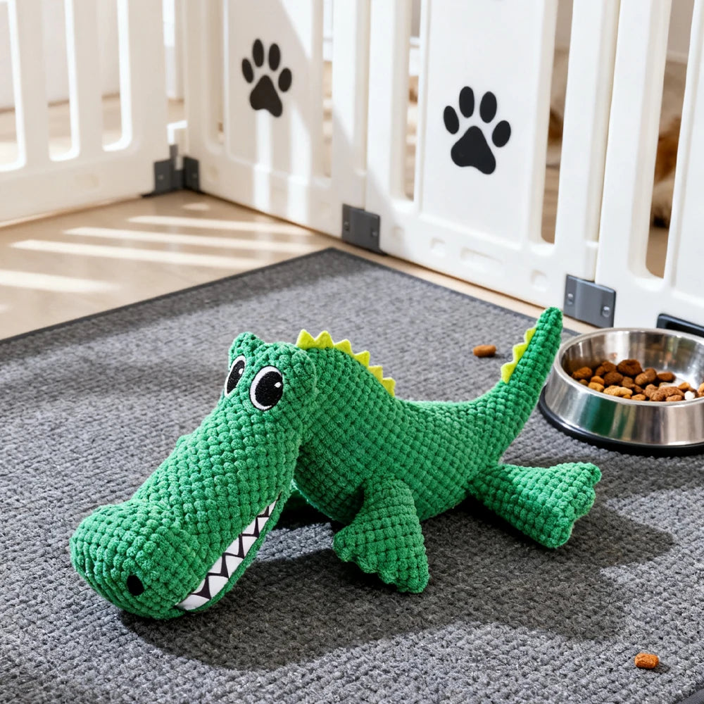 Dinosaur & Crocodile Plush Interactive Dog Toy