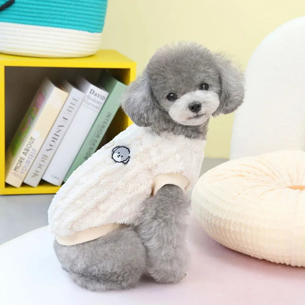 Dog Clothes Warm Coral Velvet Dog Vest with Leash Ring Dog Sweatshirt Winter Pet Outfits Dog Pullover for Puppy Small Dogs Cats