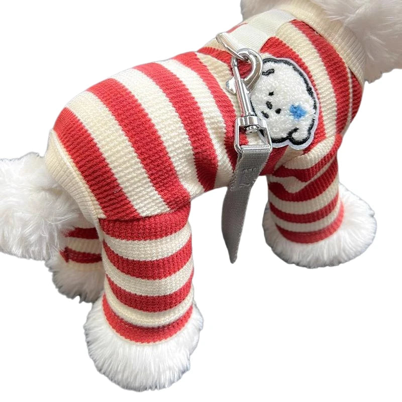 Striped Cotton Dog Jumpsuit