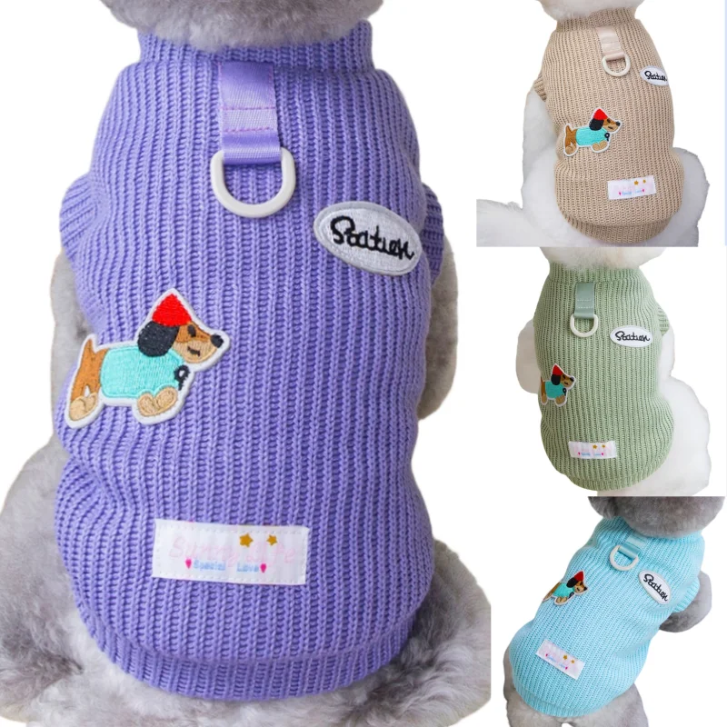 Dog Sweater For Small Medium Dogs Winter Warm Dog Clothes Print Pet Clothing Puppy Cat Sweaters Vest Chihuahua Yorkie Customes