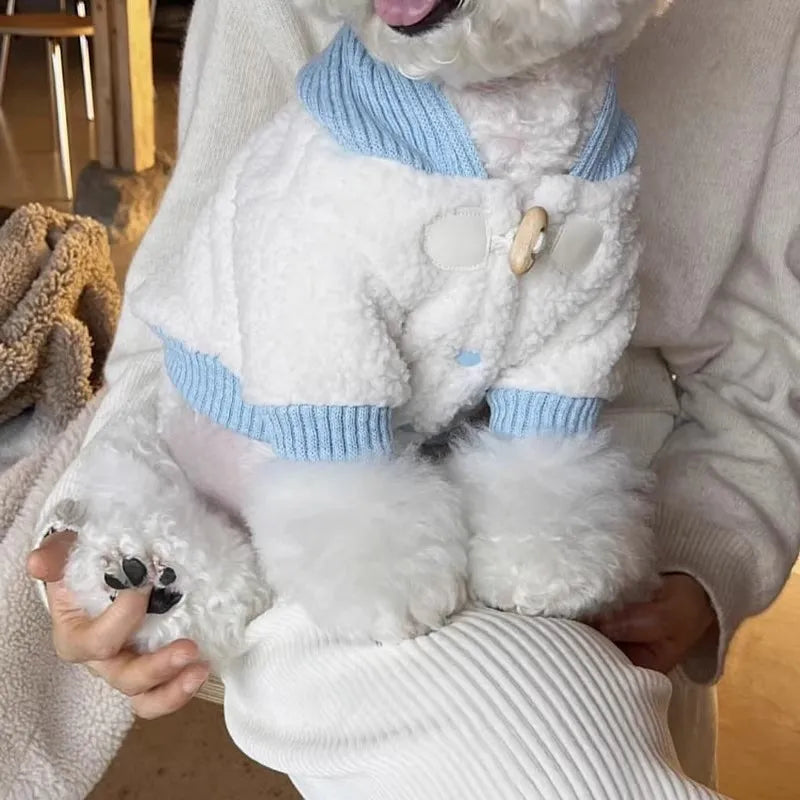 Pet Warm Coat Puppy Warm Clothes Cardigan Apparel Thick Dog Coat Soft Winter Dog Jacket French Bulldog Chihuahua Fleece Clothing