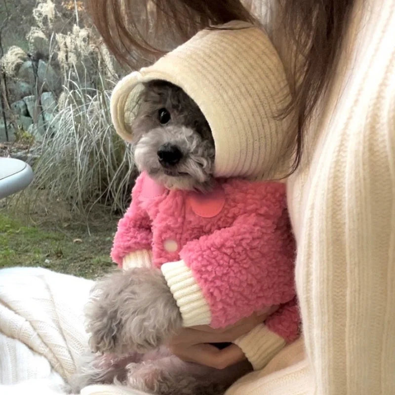 Pet Warm Coat Puppy Warm Clothes Cardigan Apparel Thick Dog Coat Soft Winter Dog Jacket French Bulldog Chihuahua Fleece Clothing