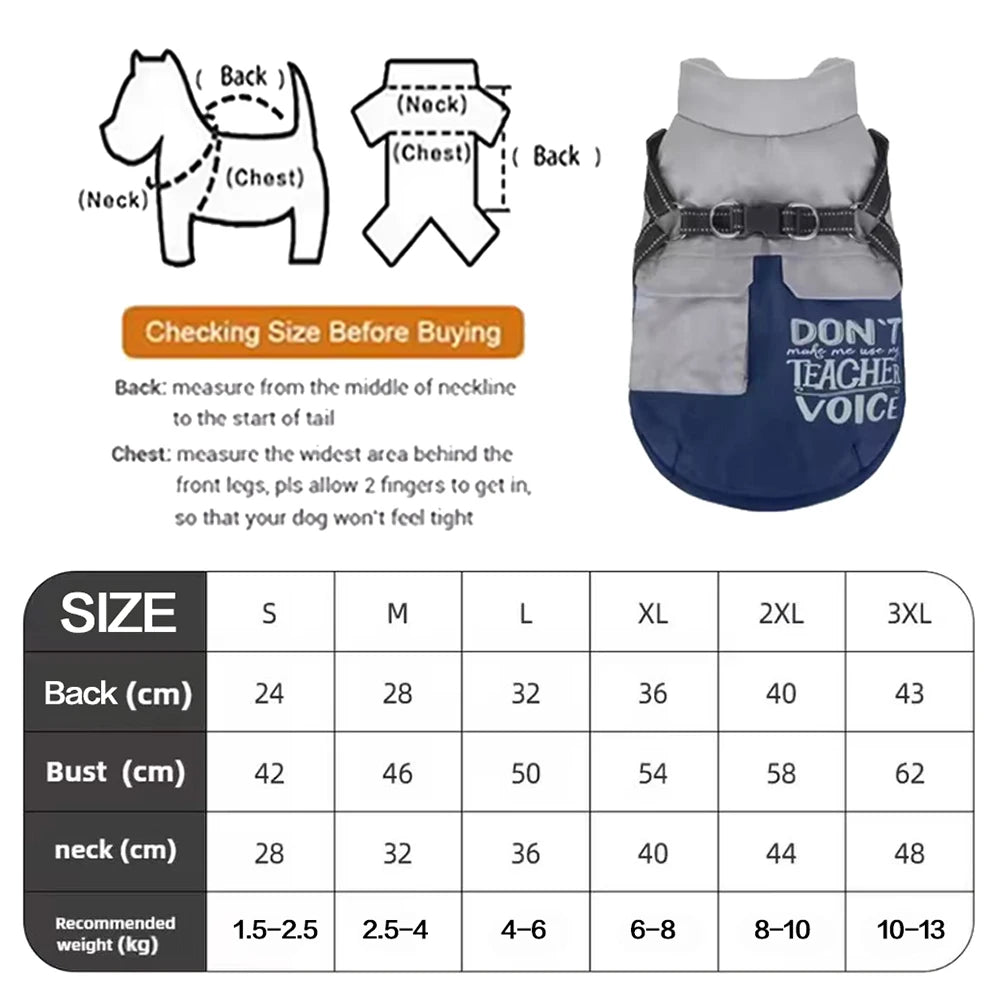 New Pet Dog Winter Warm Coat Vest with Pocket Reflective Puppy Vest Harness Jacket Autumn Winter Clothing For Dogs Cats Clothes