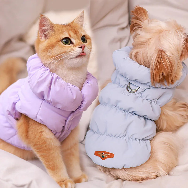 Dog Winter Clothes fleece-lined Small Dog Cat Clothes Thickened Warm Winter Smooth Fabric Solid Color Puppy Dog Coat 2025 New