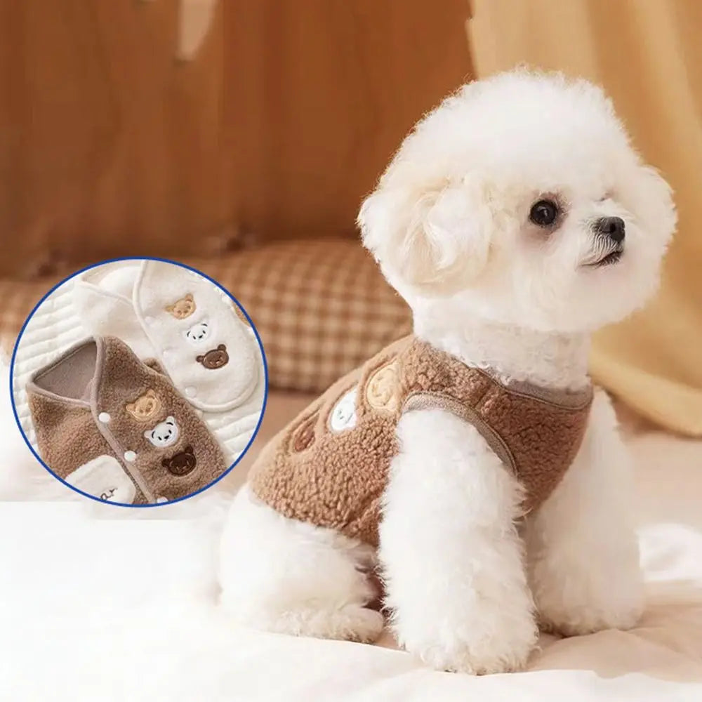 Fashion Dog Clothes Thickened Cartoon Bear Pet Coat Windproof Keep Warm Puppy Clothes Vest For Small Medium Dog
