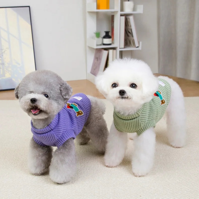 Dog Sweater For Small Medium Dogs Winter Warm Dog Clothes Print Pet Clothing Puppy Cat Sweaters Vest Chihuahua Yorkie Customes