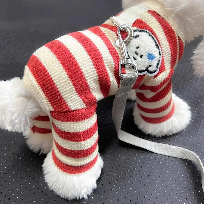 Striped Cotton Dog Jumpsuit