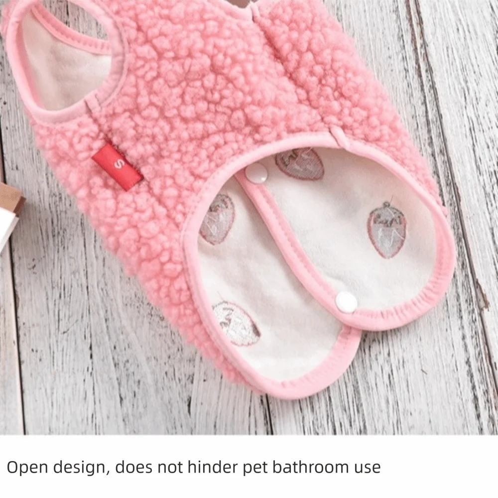 Fashion Bear Strawberry Embroidered Puppy Clothes Cold Proof Soft Warm Vest Windproof Pet Vest Autumn Winter