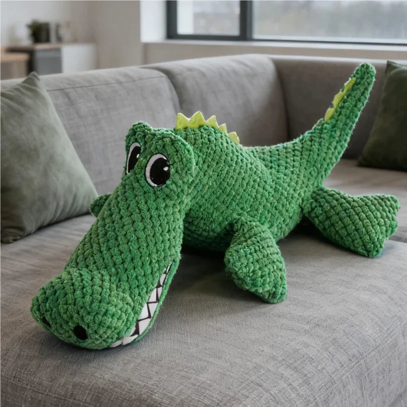 Pet Chew-Resistant Plush Interactive Toy with Sound, Dinosaur Shape, Crocodile, Suitable for Large, Medium, and Small Pets Lik