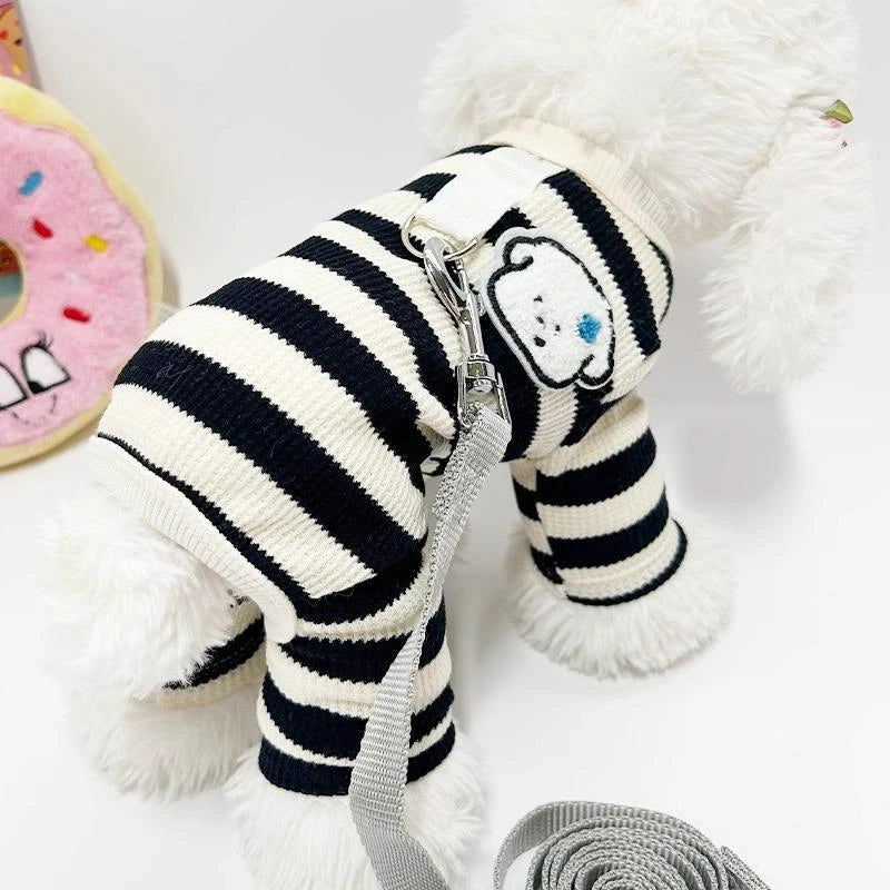 Striped Cotton Dog Jumpsuit