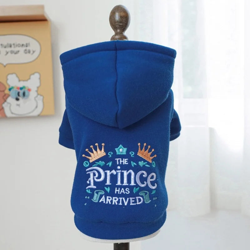 Two-Legged Pet Princess Printed Sweatshirt/Onesie, Hooded Fleece Thermal Underwear, Autumn/Winter Dog and Cat Clothing
