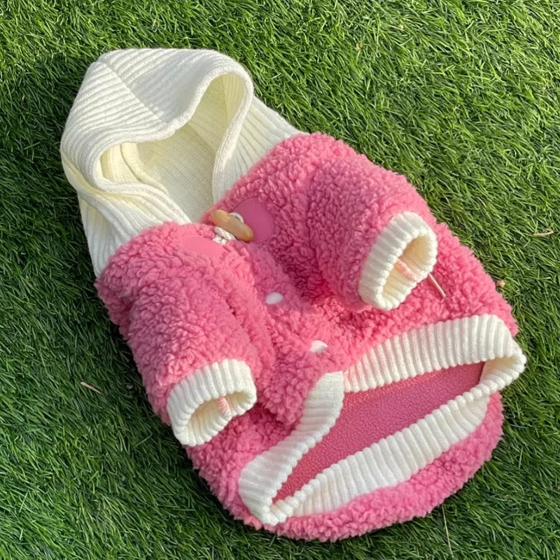 Pet Warm Coat Puppy Warm Clothes Cardigan Apparel Thick Dog Coat Soft Winter Dog Jacket French Bulldog Chihuahua Fleece Clothing